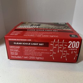 Bright Clear Icicle Lights Indoor Outdoor Season Bright 200 Set String Strand Christmas