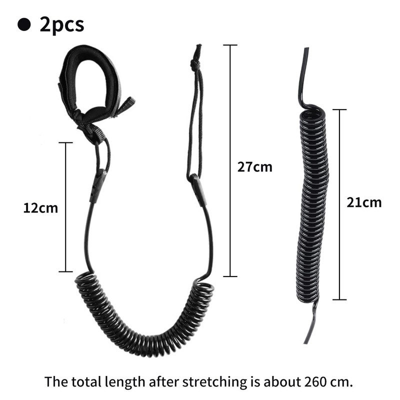 2 Pack Black Surf Rope, Elastic Surf Rope, Surfboard Lead,