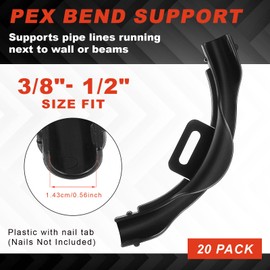 Pushglossy 20 Pcs 1/2" Pex 90 Degree Bend Support, Plastic 90 Degree Elbow Tubing Bend Support Black Pex Fittings Clamps Pipe Holder 1/2 Inch