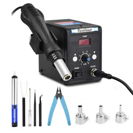 Hot Air Rework Station Solder Heat Gun,°F/°C Display,110V SMD Hot Air Gun,Temp. & Airflow Adjustable Soldering Stations for BGA IC Electronics Repair Desoldering Tool