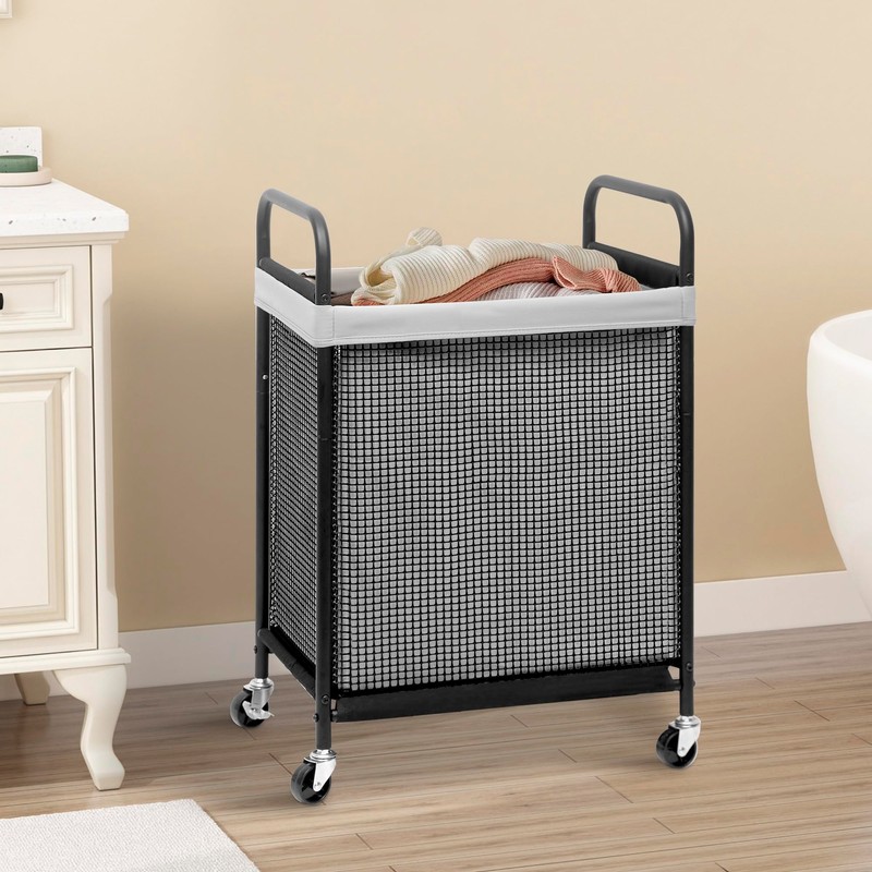 STORAGE MANIAC Rolling Laundry Hamper with Wheels 1-Section Laundry Sorter