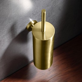 AIREMOEN 1PCS Brushed Gold Wall-Mounted Toilet Brush and Holder Set, 304 Stainless Steel Handle Toilet Brush Holder, Toilet Brush and Plunger Set, Bathroom Wall-Mounted Compact Toilet Brush Holder