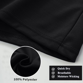 6 Pack Boys Youth Kids Mesh Athletic Quick Dry T Shirts Short Sleeve Moisture Wicking Tee Shirts Active Tops (Age 4-18) Black