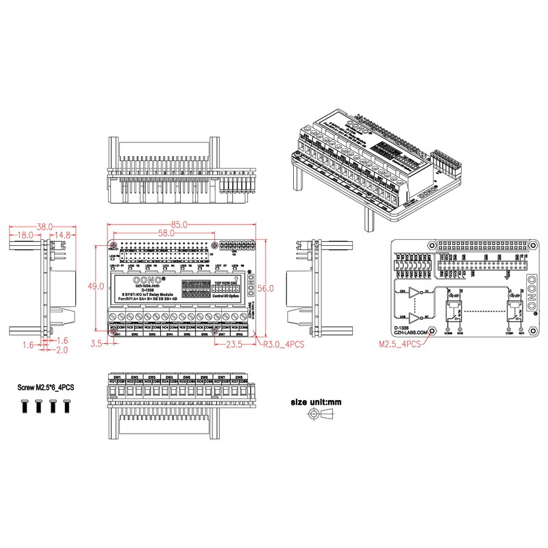 8 SPST-NO RPi IoT Power Relay Module for Raspberry Pi