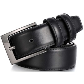 Marino’s Men Genuine Leather Dress Belt with Single Prong Buckle - Black/Tan - 50
