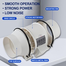 LEOKV 2 pieces.6 Inch Exhaust fan Pipeline booster fan 560 CFM Duct High Efficiency Air Fan for Duct Vent Bathroom, Kitchen, Grow Tent,The wind is very strong.All-copper wire motor More durable.