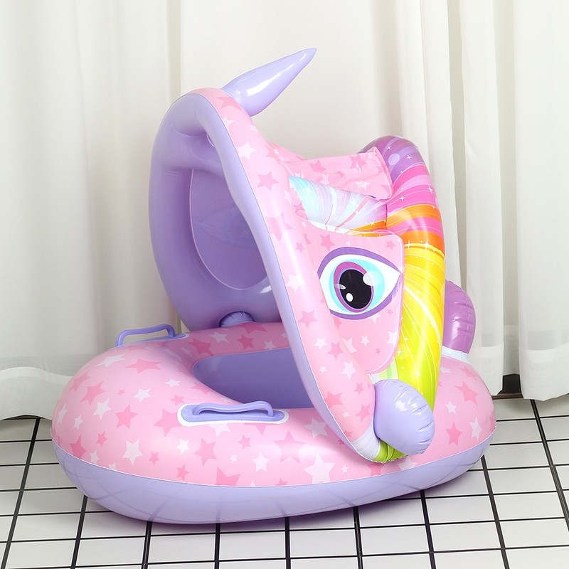 Inflatable Baby Swim Float Cartoon Shape Double Handle Inflatable Baby