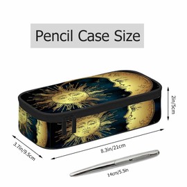 Xuwenz Sun Moon Pencil Case Gold Stars Sky Astrology Constellation Pencil Bag Pouch Box Organizer for College School Students Boy Girl