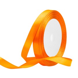Satin Ribbon, 10 mm Wide, Orange, 22 Metres Gift Ribbon, Fabric Ribbon for Wedding Decoration, Gift Wrapping, Crafts, Party Decoration