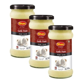 Shan Garlic Paste 24.69 oz (700g) - Traditional Taste Enhancing Cooking Paste from Fresh Ground Garlic - Suitable for Vegetarians - Airtight Glass Jar (Pack of 3)