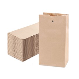 FMP Brands 500 Pack 8 lb Brown Paper Lunch Bags, 12.4 x 6 x 4" Premium Kraft Paper Bags Bulk for Small Business, Recyclable Paper Snack Sacks, Durable Paper Grocery Bag for Food Storage, Packing