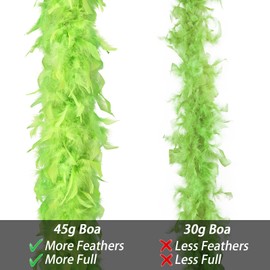 whitefeather Lime Green 2pcs 45g Feather Boas Turkey Feathers for DIY Crafts Wedding Party Costume