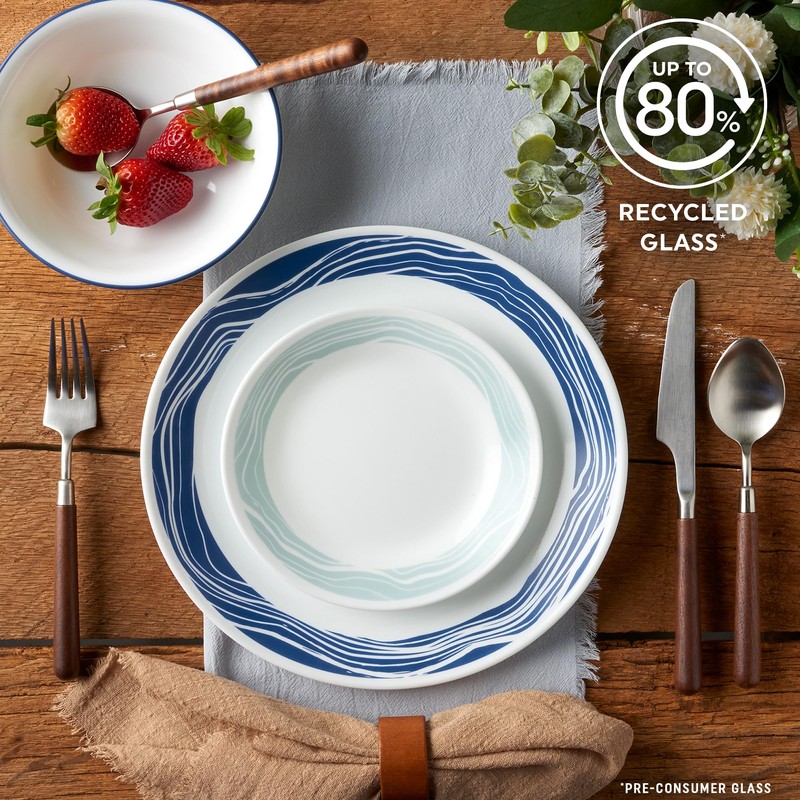 Corelle Vitrelle 18 Piece Glass Dinnerware Sets Service for 6,