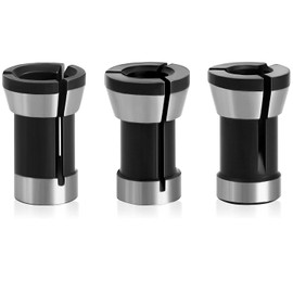 YUENTOEN Trimmer Accessories, Trimming, Drill Chuck, Set of 3, High Precision Adapter Collet Chuck, Conversion Chuck, Shaft Diameter 1/4 inch, 0.2 inch (6 mm), 0.25 inch (6 mm), 0.3 inch (8 mm), Small Diameter, High Speed Steel, Alloy, Durable, Woodworki