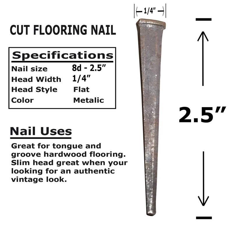 2.5" - 8d CUT FLOORING NAILS - Antique Historic Reproduction