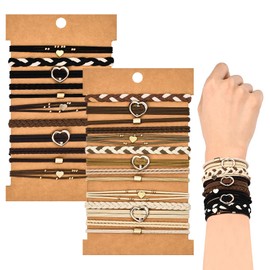 Yonchic 25-Piece Boho Hair Ties Bracelets for Girls and Women, Elastic Scrunchies No Damage Ponytail Holder Hair Bands for Thin or Thick Hair, Fashion Rubber Band Hair Accessories (Neutral01)