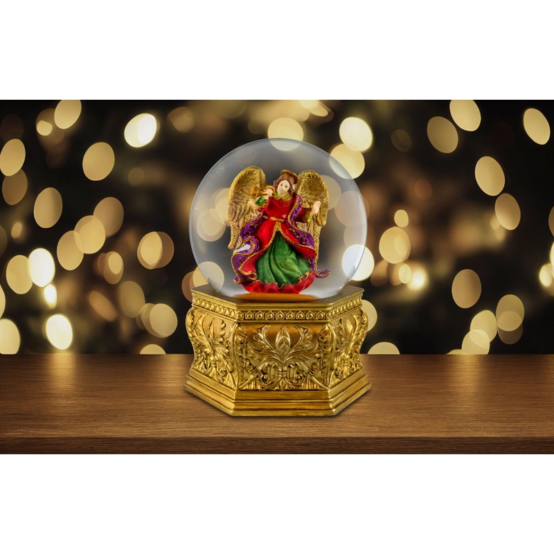 Golden Opulence Angel Water Globe by The San Francisco Music