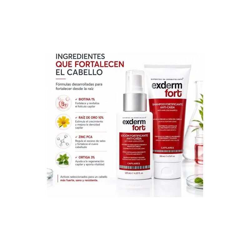 Kit Exderm Fort Shampoo + Loción Anticaída Cabello Revitaliz