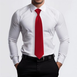 TigerTie Mens Tie - Classic 7.5cm Tie in Plain Design, Ideal for Business Dates, Festive Occasions and Casual Wear, red