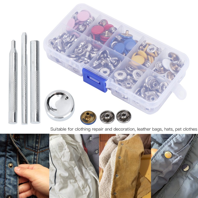 Snap Fastener Kit Metal Press Stud Leather Tich Button Tool