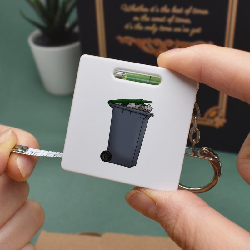 Azeeda 'Wheelie Bin' Keyring Tape Measure/Spirit Level Tool (KM00028211)