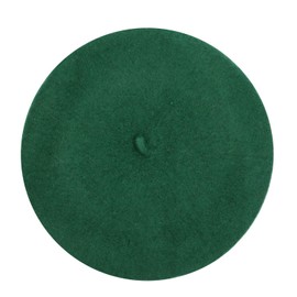 Gllutt Women Wool Beret Hat French Style Solid Color (Dark Green)