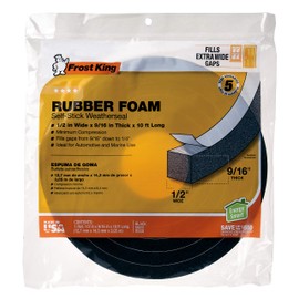 THERMWELL R930H Foam Tape, 1/2 by 9/16-Inch, Black
