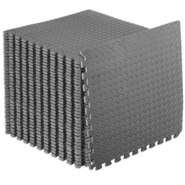 ProsourceFit Puzzle Exercise Mat ½ in, EVA Interlocking Foam Floor Tiles for Home Gym, Mat for Home Workout Equipment, Floor Padding for Kids, Grey, 24 in x 24 in x ½ in, 144 Sq Ft - 36 Tiles