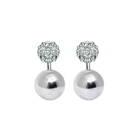 Elli Geo Trend Women's Front Back Earrings with Crystals in 925 Sterling Silver, Facet cut, Crystal