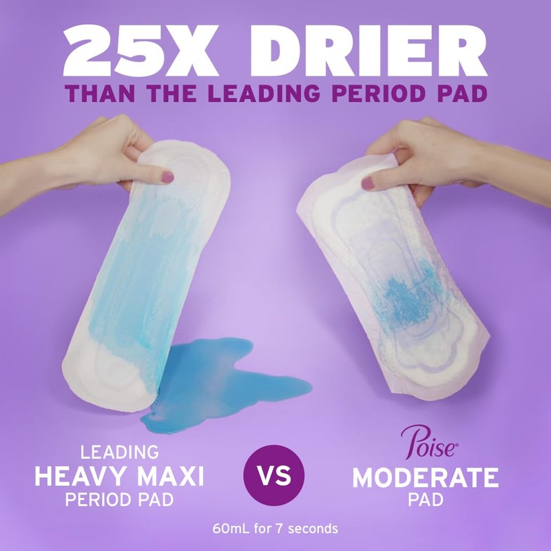 Poise Incontinence & Postpartum Pads for Bladder Leaks, 4 Drop