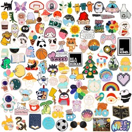 Japior 20/30/60/100 Mixed Enamel Pins for Backpacks,Hat Cute Funny Button Pins Bulk Set,Cartoon Plant Aesthetic Brooch Lapel Backpack Pins for Hats Women Girls Cloths Decoration
