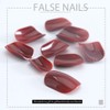 Outyua Glossy Press on Nails Red Short Fake Nails Acrylic