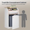 YATINEY Trash Cabinet, Freestanding Trash Can Cabinet, Wooden Recycling with