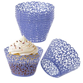 PATIKIL Cupcake Wrappers Paper, 50 Pack Baking Cups Standard Vine Decoration for Anniversary Birthday Weddings and Parties, Navy Blue