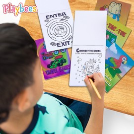 Playbees Mini Game Books for Kids - 24 Pack - Assorted Educational Brain Games Booklets - Spark Learning and Entertainment Perfect for On The Go Fun Kids 3 4 5 6 7 8