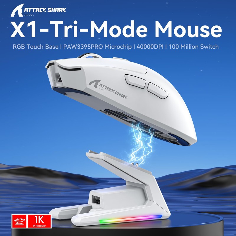 ATTACK SHARK X1 Ultralight Wireless Gaming Mouse with Magnetic RGB