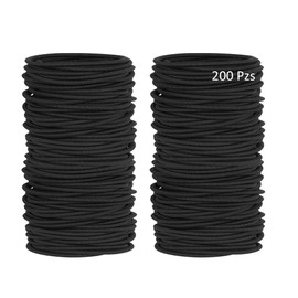 Ligas para cabello, 200 unidades, Cinta para el pelo con cola de caballo, Accesorios para el cabello para niña y mujer (Negro)