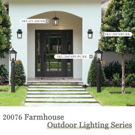 zeyu Dusk to Dawn Outdoor Post Light Fixture, 13.7-Inch Farmhouse Post Lantern Lamp Post for Patio, Clear Glass Shade and Black Finish, 20076PS-PC BK