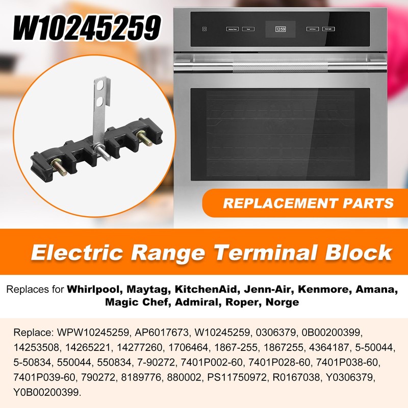 WPW10245259 Electric Range Terminal Block Compatible with Whirlpool,Replaces W10245259,0306379, 14253508,