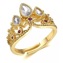 Anillo de la princesa Rapunzel con Caja de REGALO, anillo en forma de la corona de la pelicula, joyeria de princesa, anillo ajustable