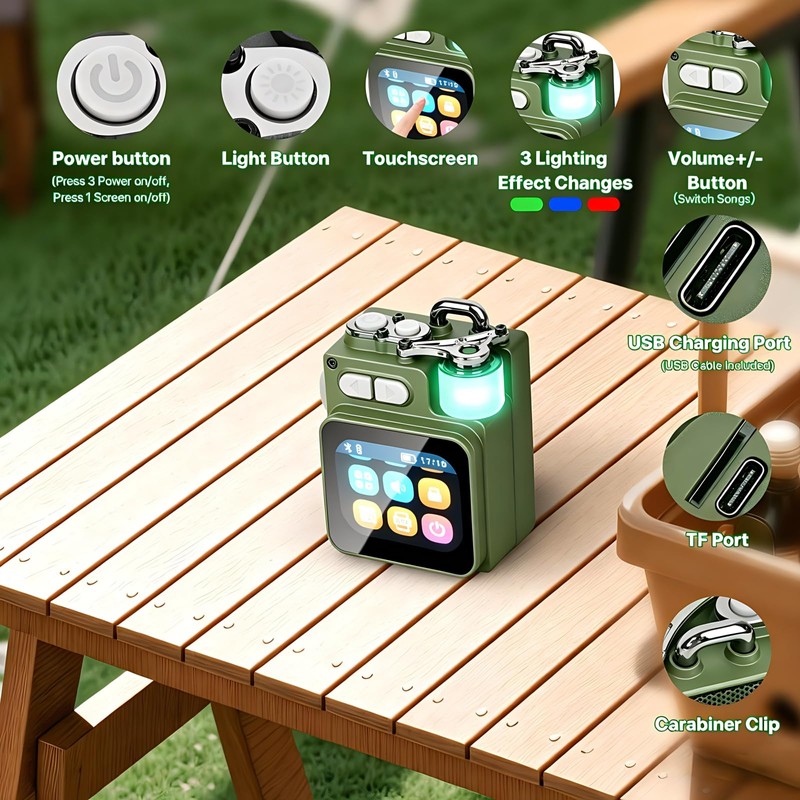 Mini Bluetooth Speaker, Smart Wireless Portable Speaker with Touchscreen, Loud