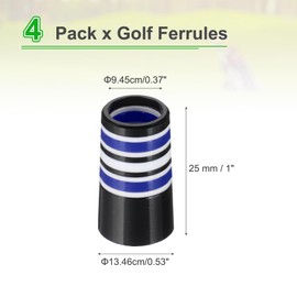 PATIKIL Golf Ferrules 0.370 Inch ID, 4 Pack Tapered Golf Club Ferrules Multi-Ring Iron Ferrule Rings for Taper Tip Iron Wedge Shaft Fits Steel Graphite Shafts, Blue