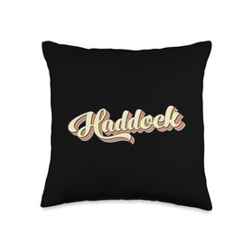Haddock Retro Vintage Style T-Shirts Haddock Tshirt Retro Art Baseball Font Vintage Throw Pillow, 16x16, Multicolor