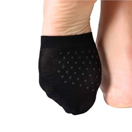 MANZI Women's 8 Pairs Non-Skid Toe Topper No Show Liner Socks Black Nude