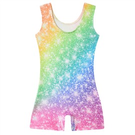 Vieille Rainbow Shiny Leotards for Girls 8-10 Kids Gymnastics Outfit Sparkly Ballet Biketard for School Dancewear Practice Outfits Size 9-10 Years