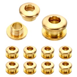 PATIKIL 5mm(1/5 Inch) Solid Brass Hole Eyelets, 10 Pcs Arc Surface Self Backing Grommets with Washer for Leather Craft, Brass Tone