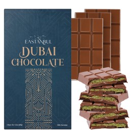 Eastanbul Dubai Chocolate Bar Pistachio, 7.5oz, Premium Pistachio Dubai Chocolate Bar, Dubai Chocolate with Shredded Phyllo Dough, Dubai Knafeh Pistachio Chocolate Bar, Viral Dubai Chocolate Bar