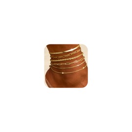 DEARMAY Gold Anklets for Women Waterproof 14K Gold Plated Ankle Bracelets for Women Trendy Layered Cuban Link Chain Herringbone Cute Anklets Summer Beach Jewelry Fashion Gift for Women Teen