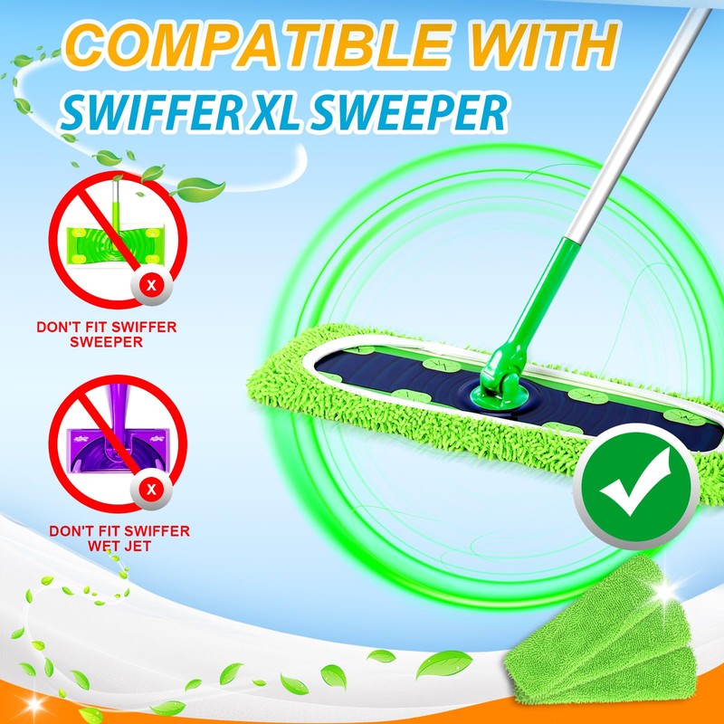 Yicotira Reusable Microfiber Mop Pads for Swiffer XL Mop -
