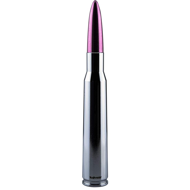 VMS Racing 50 Cal Caliber CHROME PINK TIP BULLET ANTENNA